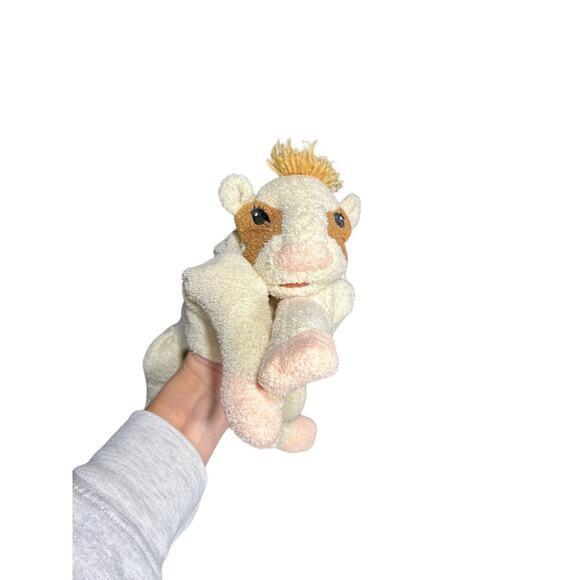 Vintage Folkmanis Hand Puppet Cow Baby Rattle Moo Dairy Cow Brown Beige - Picture 7 of 8